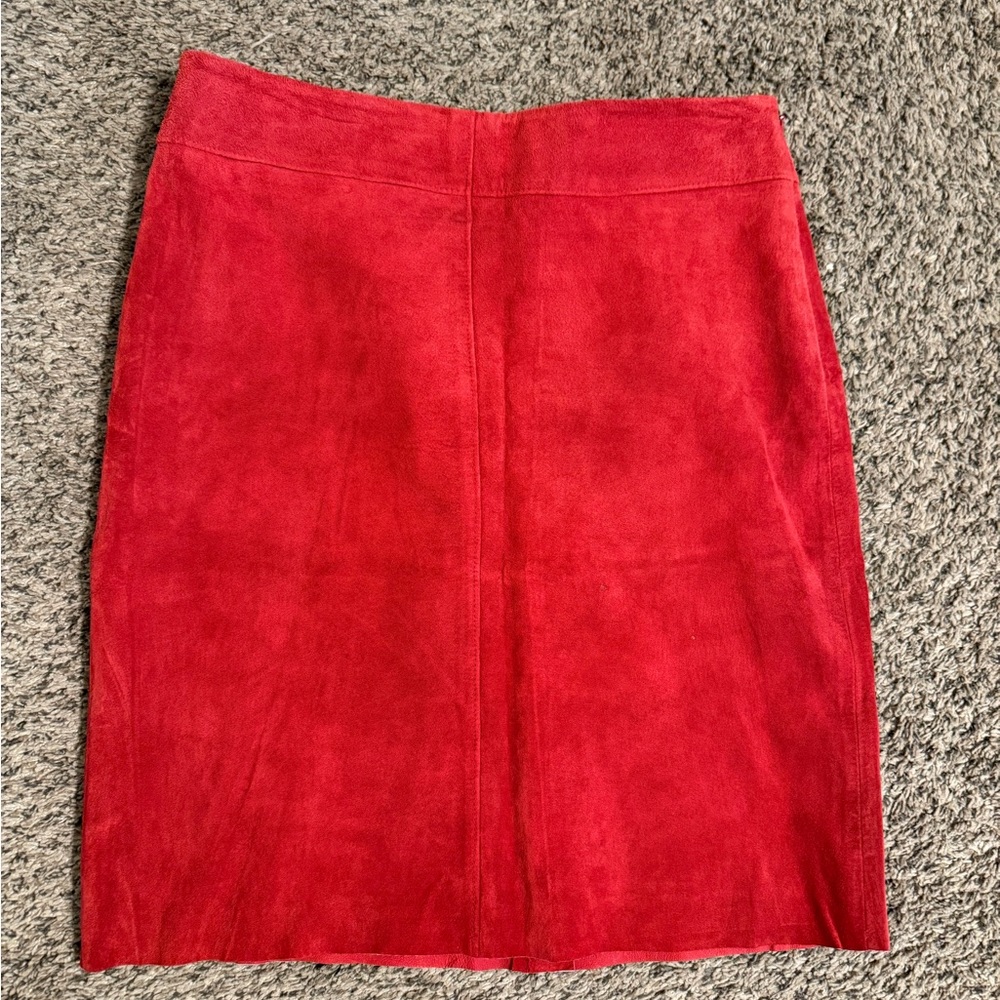 Express Vibrant Red Suede (100% leather) Pencil Skirt